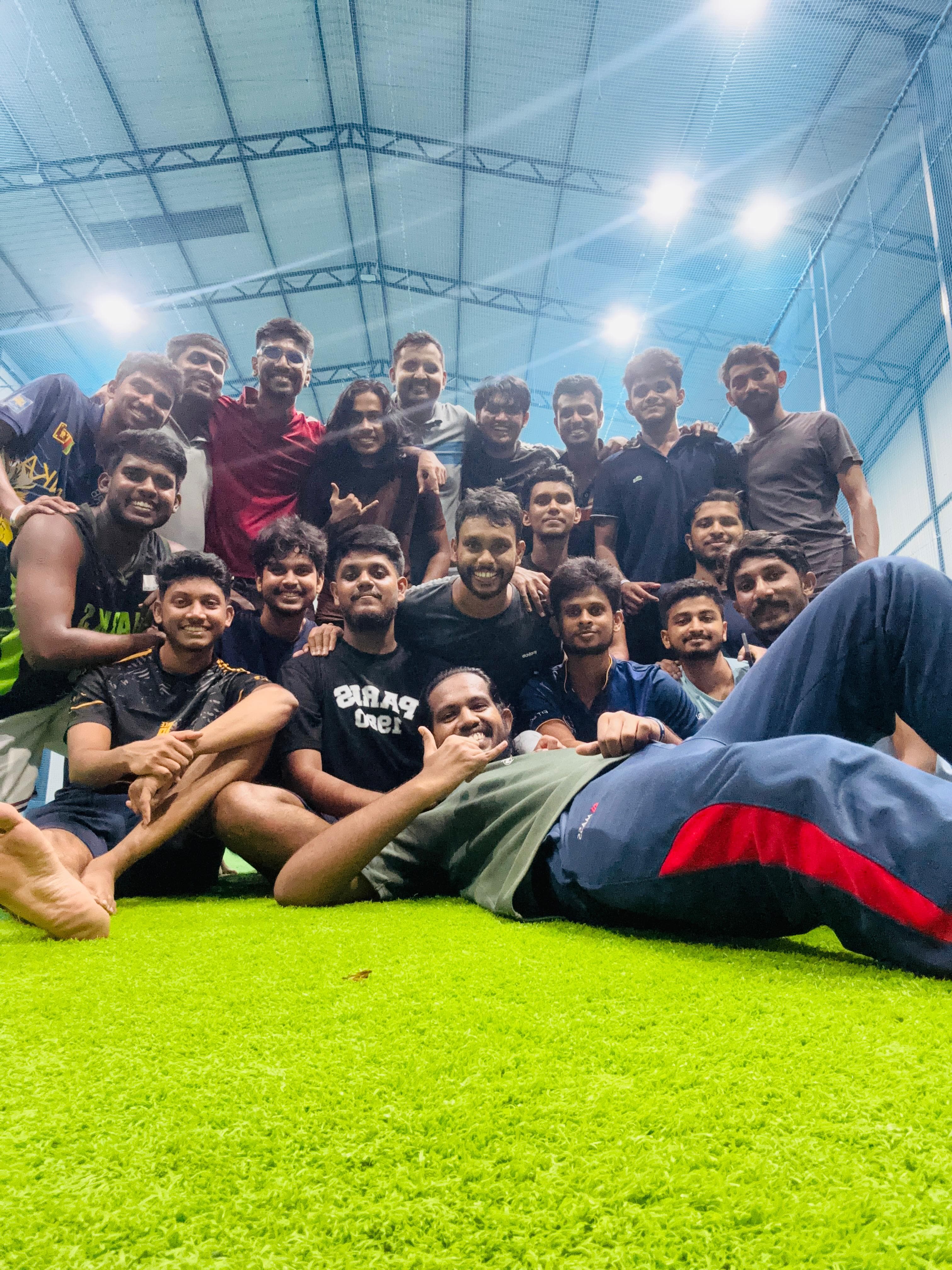 Harshana Amuwatte playing indoor cricket