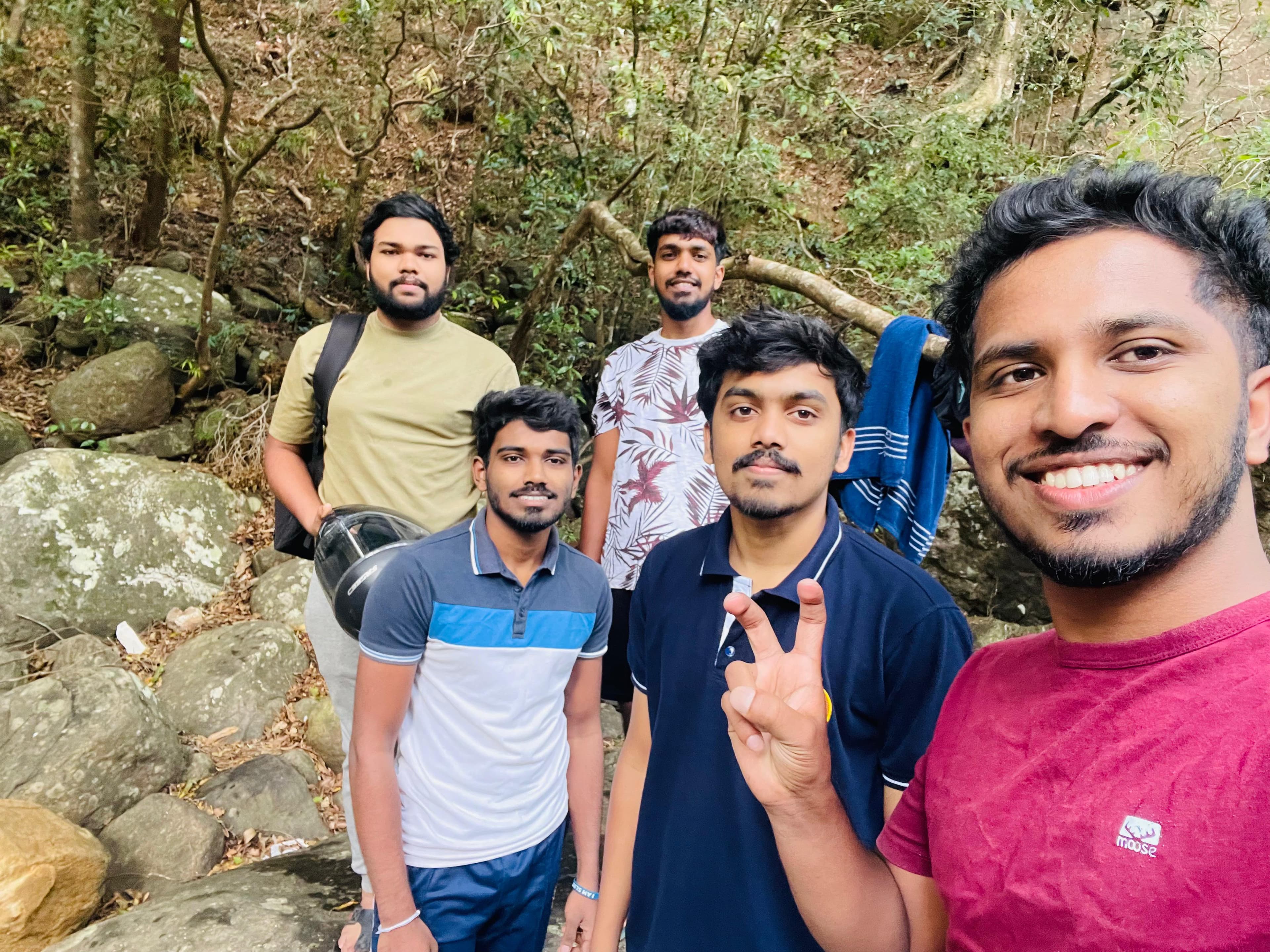 Harshana Amuwatte by the Nonpareil River during a trip