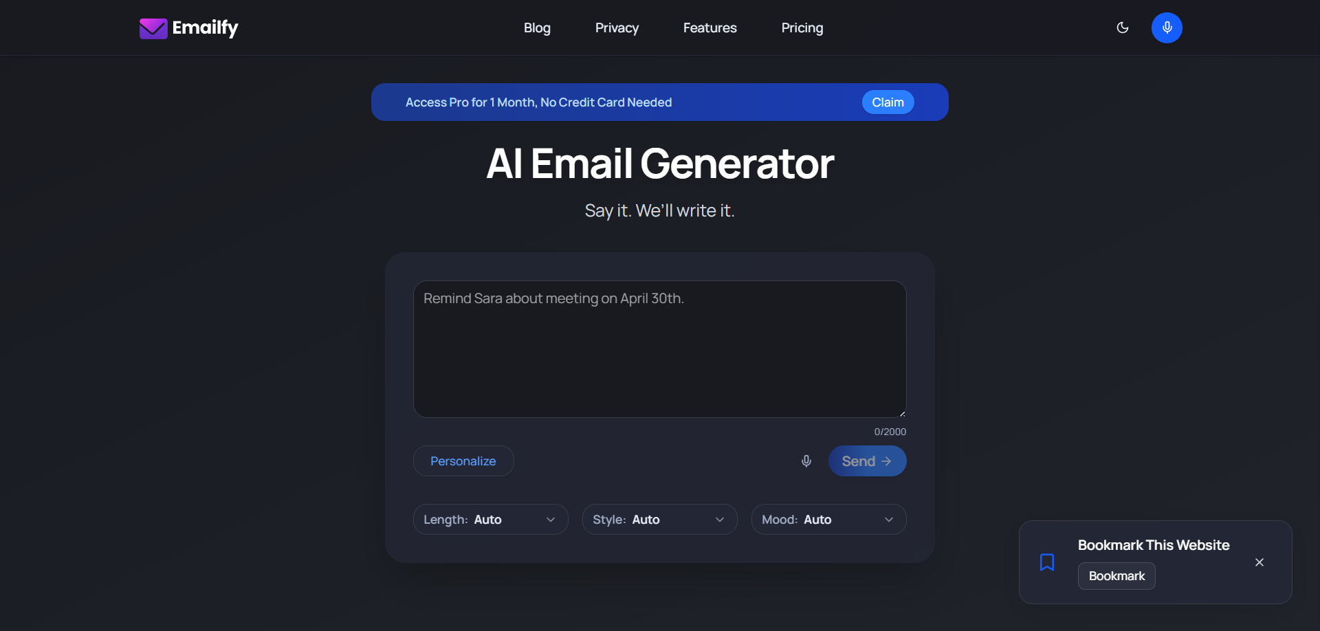 Emailfy.email - Emails from Your Voice.